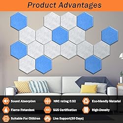 DEKIRU 18 Pack Hexagon Acoustic Panels Sound
