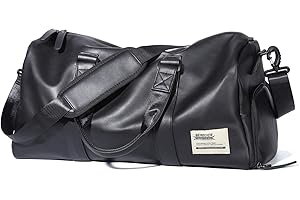 Gym Duffle Bag Waterproof Leather Large Sports Bags Travel Duffel Bags with Shoes Compartment Wet Bag Weekender Overnight Bag