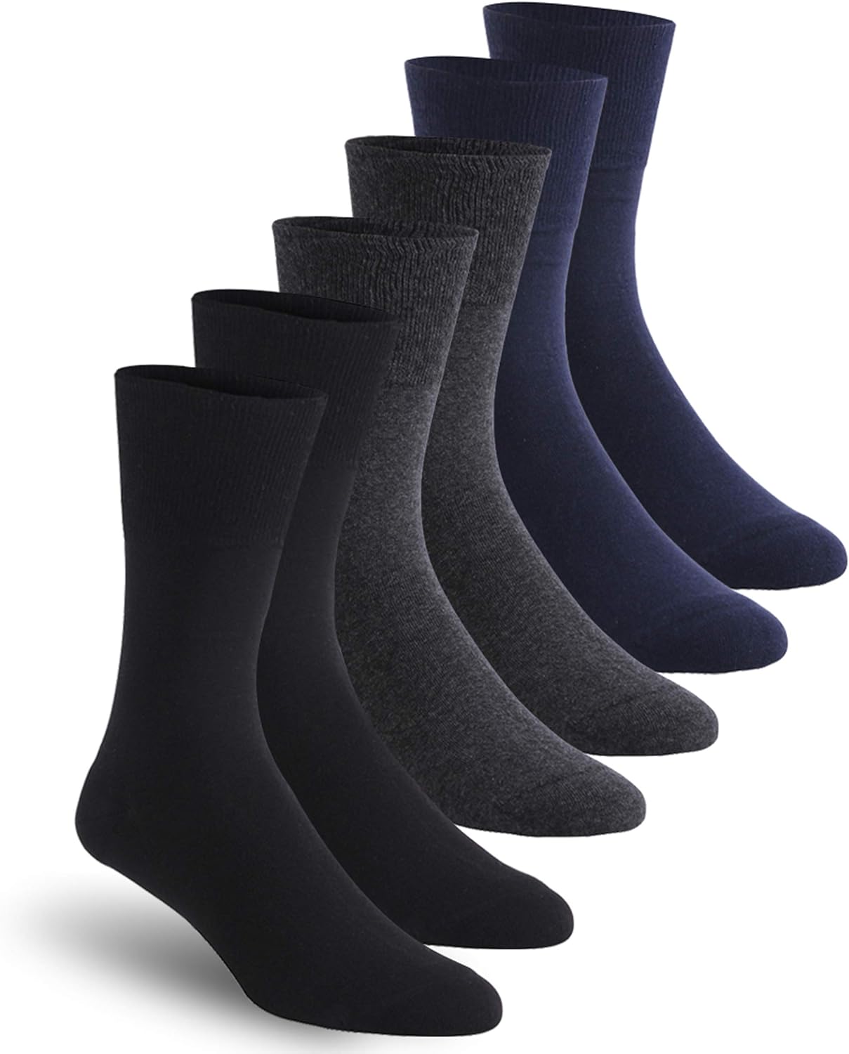 Ankle Diabetic Socks, Feelwe Unisex Non Binding Cotton Socks Seamless Toe Cushion Crew Summer Socks for Men Women 1/6 Pairs: Clothing