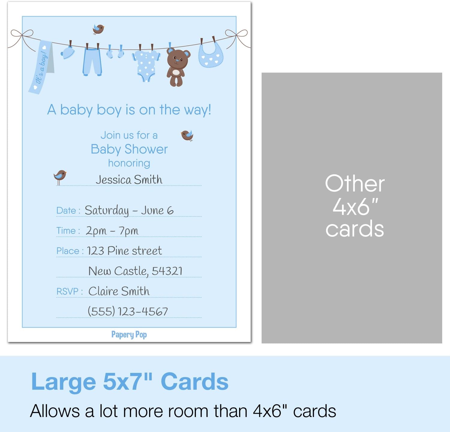 Amazon Com 30 Baby Shower Invitations Boy With Envelopes 30 Pack