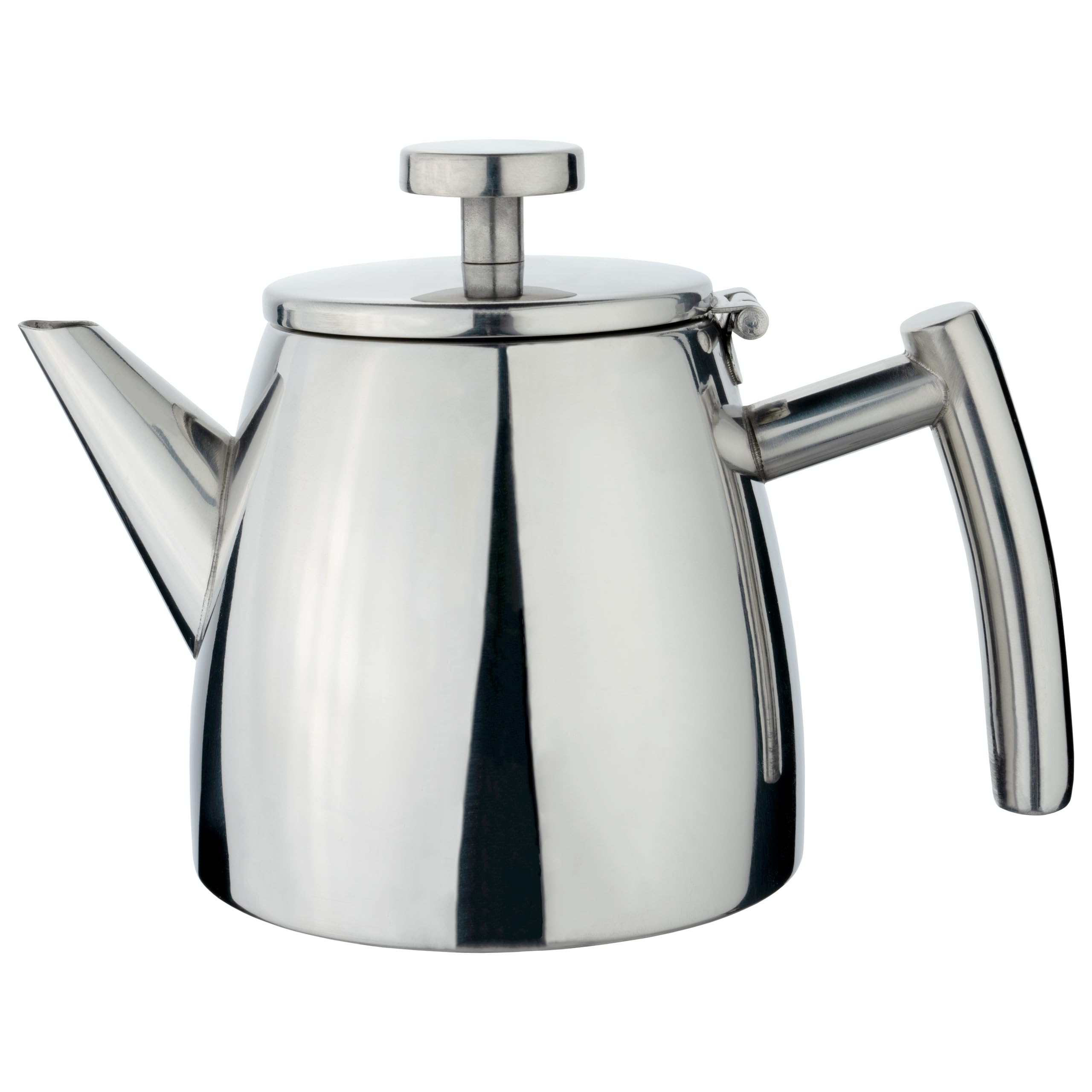 Café Stal Belmont Double Wall Tea Pot 1 Cup / 350ml / 12oz - Insulated 18/10 Stainless Steel Mirror Finish Tea Pot with Cool Touch Handles & Hinged Lid