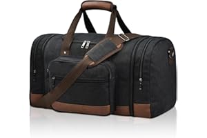 Litvyak Duffle Bag for Travel, 50L Canvas Travel Duffel Bags Overnight Weekend Gym Carry On Luggage Bag for Men & Women(Black)