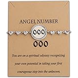 WUSUANED Angel Number Bracelet With Meaning Card 000 111 222 333 444 555 666 777 888 999 Old English Number Numerology Gift