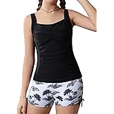 beizhou Girls Tankini Swimsuit 2 Piece Bathing Suits Printed Drawstring Swimwear Set for Girls 9-16 Years