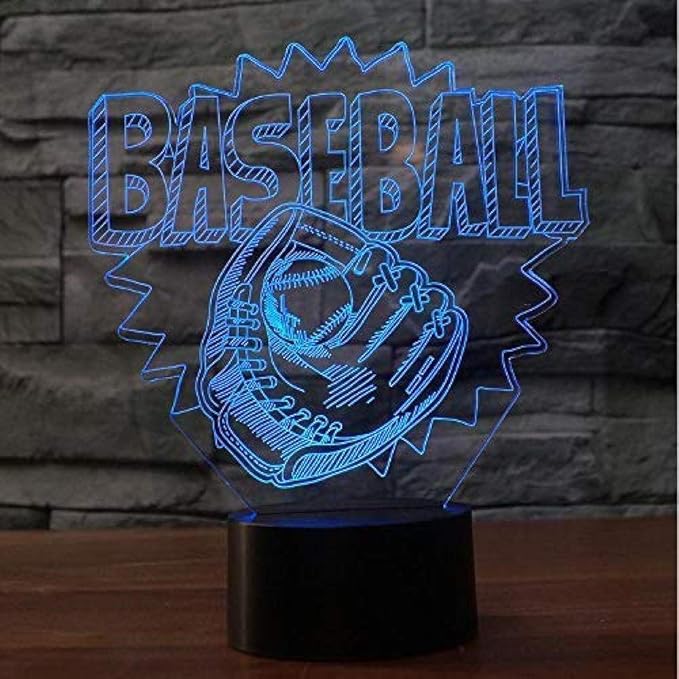 Lámpara de ilusión óptica Forma de guante de béisbol Luces de noche LED