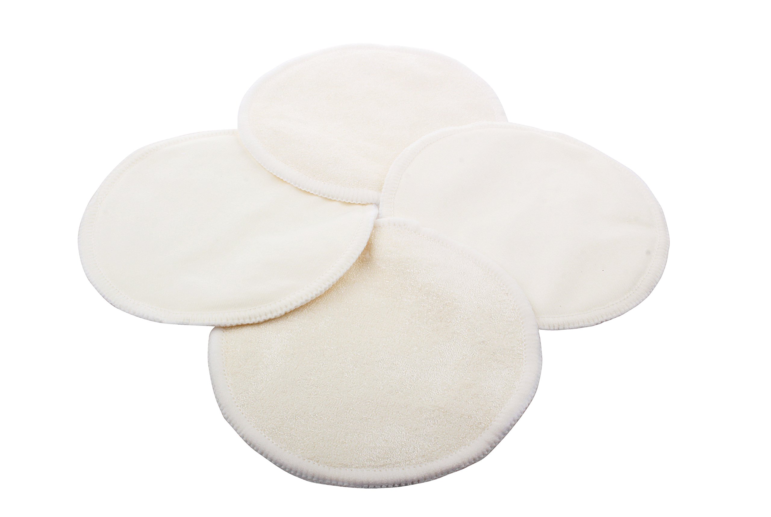 Ana Wiz Washable Bamboo Breast Pads (Pack of 4, Natural Pack)