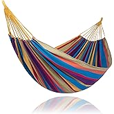 SUNCREAT Outdoor Double Hammock, Portable Tree Colorful Hammock, Colorful Stripes