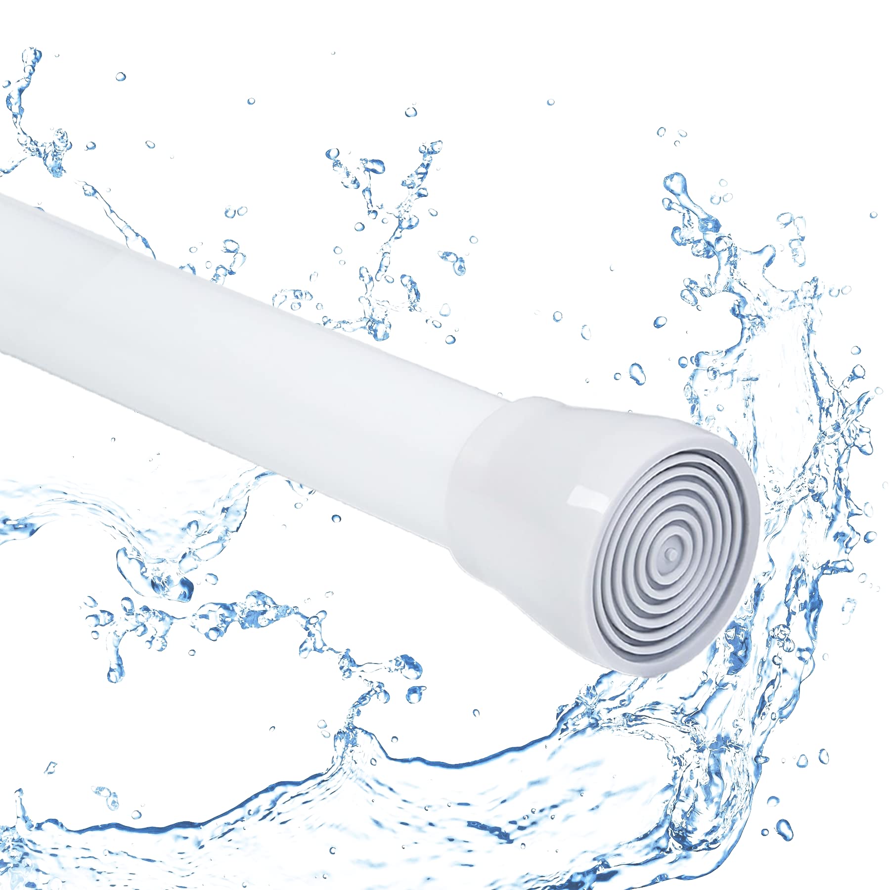 1Pc Extendable Shower Curtain Tension Rod No Drilling Telescopic Cupboard Bar Adjustable Room Divider Curtain Rod for Bookshelf Bathroom(135-200CM/φ25mm,White)