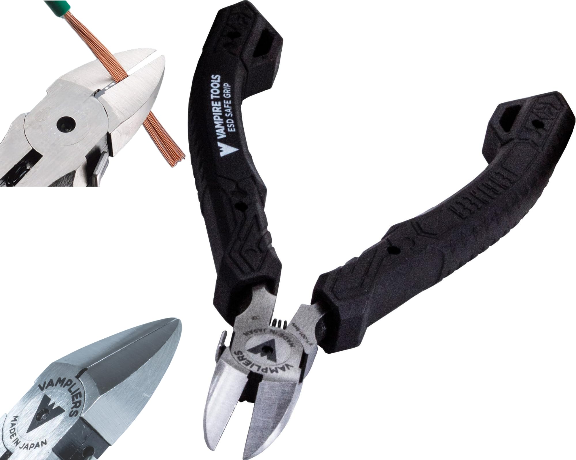VAMPLIERS World's Best Pliers, Screw Extraction Mini Plier+Needle Nose+Long Nose & Mini Nippers ESD Safe for IT/iPhone/Mac & PC/Electronic Repair (4.75 Inch Mini Precision Nippers)