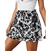 Aoudery Flowy Shorts for Women Casual Boho Floral Skorts Ruffle Mini Skirts Running Tennis Butterfly Chiffon Shorts