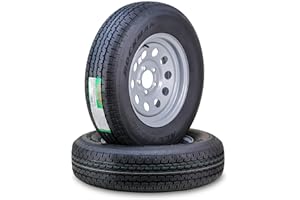 ROCKMAN Trailer Tire Wheel Assembly ST205/75R15 8-Ply D 107M 5 Lug on 4.5" PCD Silver Mod Rim,SET 2