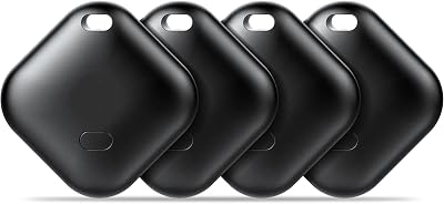 Tracker Android Smart Tag, Bluetooth Tracker Kompatibel mit Google Find My Hub App (Nur Android), Anti-Verlust Tracker für Schlüssel, Koffer, Rucksäcke, Taschen & mehr, Schwarz 4er-Pack