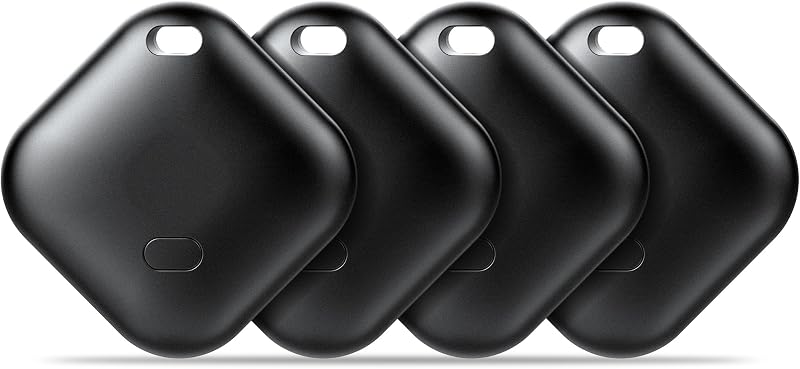 Tracker Android Smart Tag, Bluetooth Tracker Kompatibel mit Google Find My Hub App (Nur Android), Anti-Verlust Tracker für Schlüssel, Koffer, Rucksäcke, Taschen & mehr, Schwarz 4er-Pack