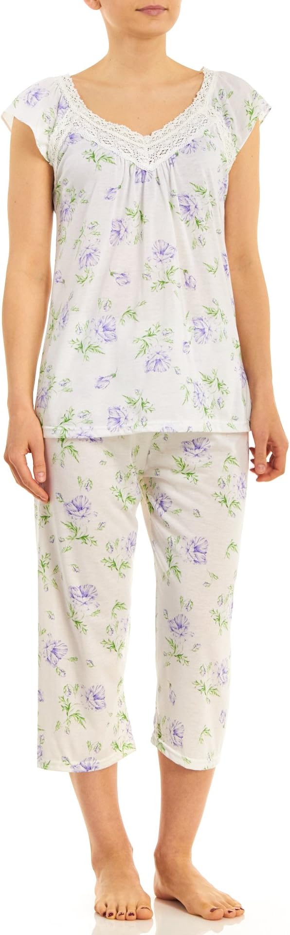 Body Touch Women's Floral Flutter Sleeve Pajama Set