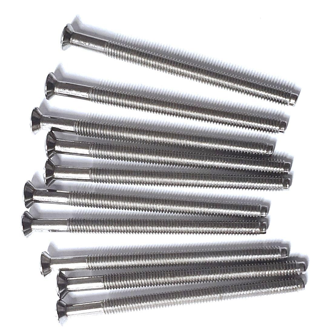 Electrical Long Socket Screws 40mm, 50mm, 75mm Black Nickel, Brass, Chrome M3.5 Screw Flat Raised Slotted Head Threaded Bolt for Switches, Plugs, Sockets, Fixings (20, Chrome, 50mm)