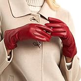 MGGMOKAY Womens Nappa Lambskin Leather Gloves Warm Cashmere Lined