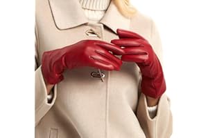 MGGMOKAY Womens Nappa Lambskin Leather Gloves Warm Cashmere Lined