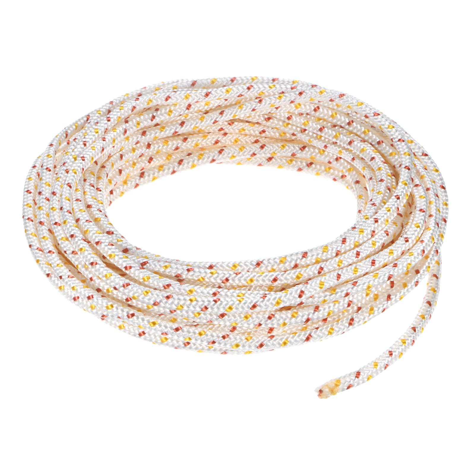 M METERXITY Recoil Starter Rope Pull Cord 5.5mm 10m Pull Starter Rope Nylon Pull Cord Pull Starter Rope for Mower/Chainsaw/Trimmer/Brush Cutter [White Red Yellow]