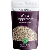 Viva Doria White Peppercorn, Whole White Pepper, 6 Oz For Grinder Refill | Steam Sterilized, White Pepper, Great Grinding and seasoning