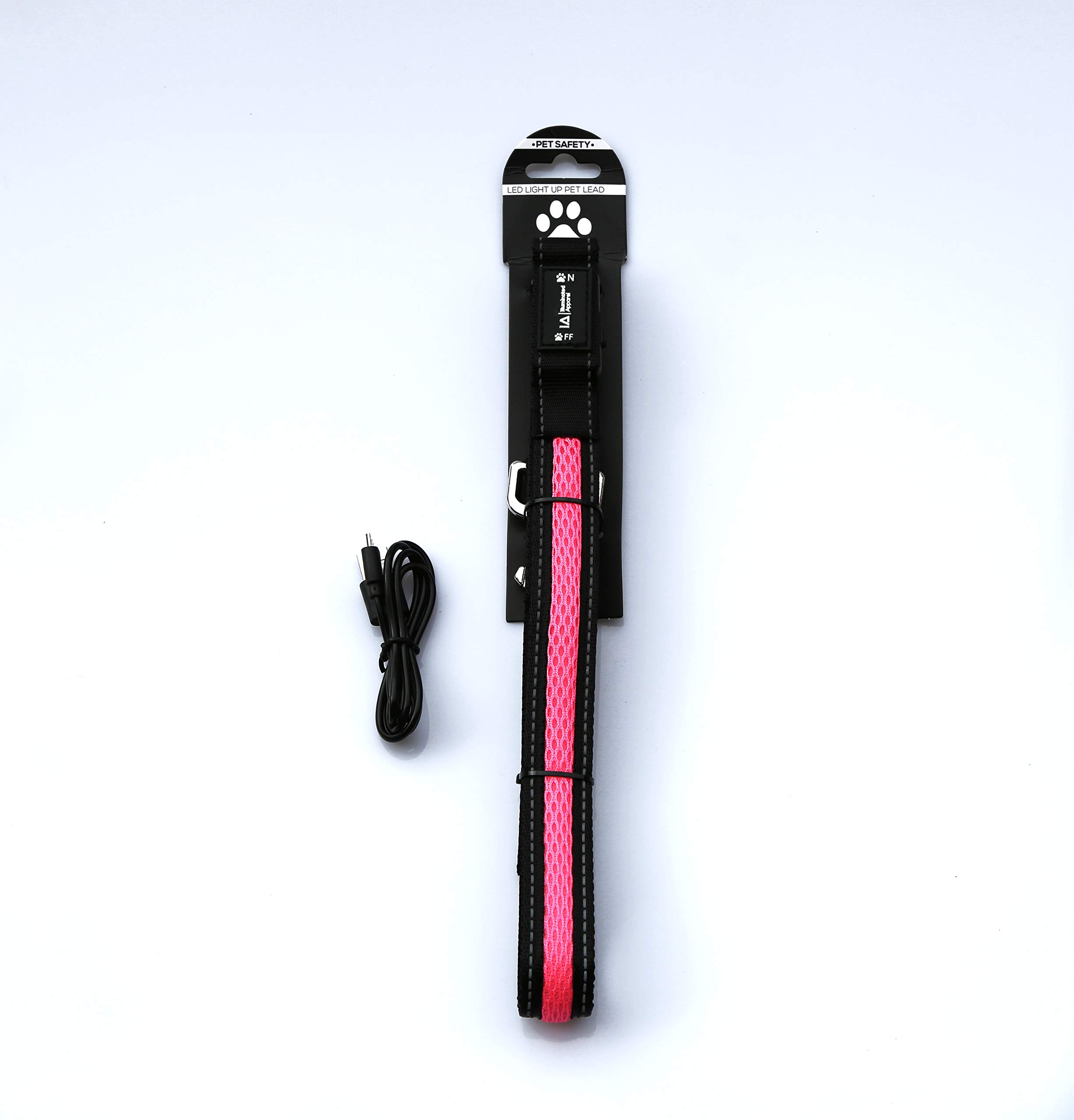 Illuminated Apparel Rechargeable LED Light Up Dog Pet Lead (Pink)