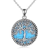ONEFINITY Tree of Life Necklace for Women Sterling Silver Abalone Shell Crystal Tree of Life Pendant Necklace Family Tree Jewelry for Mom Daughter Sister Girls Christmas Gifts