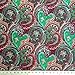 Paisley Green Print Fabric Cotton Polyester Broadcloth by The Yard 60