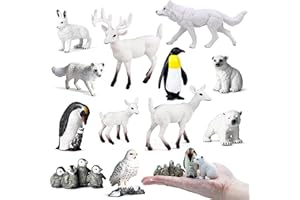 IFTNOTEA 12PCS 2-5“ Polar Animals Figures - Arctic Animal Figurines with Penguin Polar Bear Fox White Deer Christmas Educational Toys Cake Toppers Birthday Gift for Kids