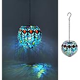 VCUTEKA Hanging Solar Lanterns Mosaic Solar Lights with Hook Up, Outdoor Garden Lights Decor for Yard Tree Fence Patio