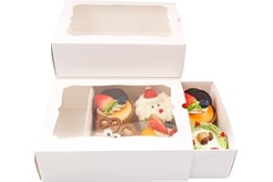 Capkyke 30Pcs 8x6x2.5 inches Large Cookie Boxes Bakery Boxes with Window Treat Boxes Donut Boxes Dessert Boxes for Pastry Strawberry Candy Small Cake Cupcake for Gift Giving Party
