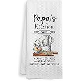 XNXLDYLH Best Great Papa Gifts Gift from Grandkids Grandson Granddaughter, Fathers Day Christmas Birthday Kitchen Gifts Gift for Papa, Papa's Kitchen Dish Hand Tea Towels, 16x24 Inch