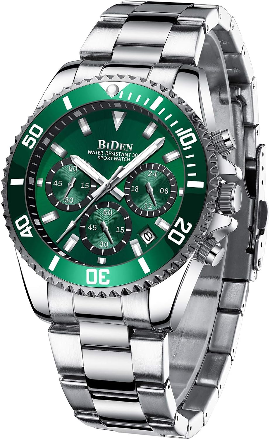 Mens Watches Men Designer Chronograph Military Waterproof Analogue Quartz Watch Men Stainless Steel Wrist Watch Fashion Large Date Watches For Men Green Amazon Co Uk Watches