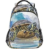 JIPONI Turtle Watercolor Student Backpack For Boys Girls School Backpack Laptop Ipad Travel Book Bag
