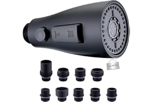 SONTIY Metal Kitchen Faucet Head Replacement,3 Functions Kitchen Faucet Head High Pressure,Matte Black Pull Down Kitchen Sink Sprayer Replacement with 9 Adapters Compatible with American Standard