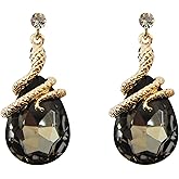 Navachi 18k Gold Plated Crystal Multicolor Pear Shape Zircon Snake Drop Dangle Earrings