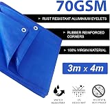 ANSIO Tarpaulin 3m x 4m Water-Resistant Blue Groundsheet view 2