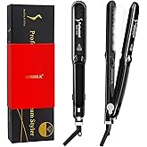 DORISILK 2.0 Upgraded Steam Straighteners for Hair, Professional Salon Ceramic Tourmaline Vapor Steam Flat Iron Hair Straightener and Curler 2 in 1 Straightening Curling Iron, Dual Voltage LED Temp