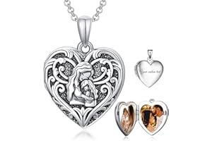 SOULMEET Personalized Heart Friendship Sisters/Mother Daughter/Brother Sister/Father Daughter Locket Necklace That Holds 2 Pi