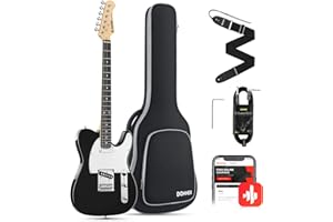 Donner TL Electric Guitar 39 Inch Full-Size TC Guitar Black Beginner with Bag, Strap, Cable,DTC-100B