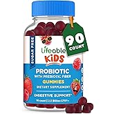 Lifeable Sugar Free Probiotics with Prebiotics Fiber for Kids – Great Tasting Natural Flavor Gummy Supplement – Keto Friendly Probiotic Chewable – 90 Gummies