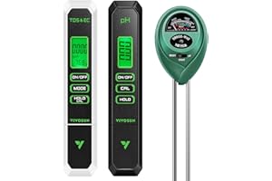 VIVOSUN Digital pH Meter, 3-in-1 TDS/EC/Temperature Meter, 3-in-1 Soil Moisture/pH/Light Tester Combo for Home, Garden and Hydroponics