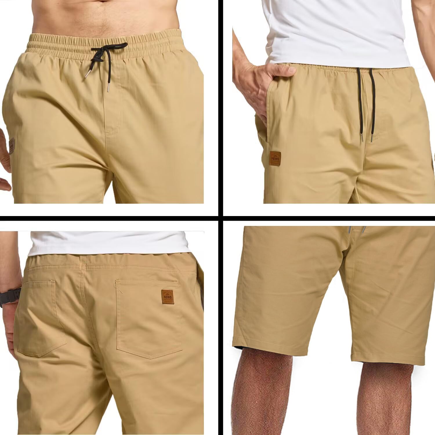 ZOXOZ Kurze Hose Herren Shorts Herren Sommer Chino Shorts Baumwolle Cargo Shorts Freizeithose Kurz Mit Taschen Khaki XL 4
