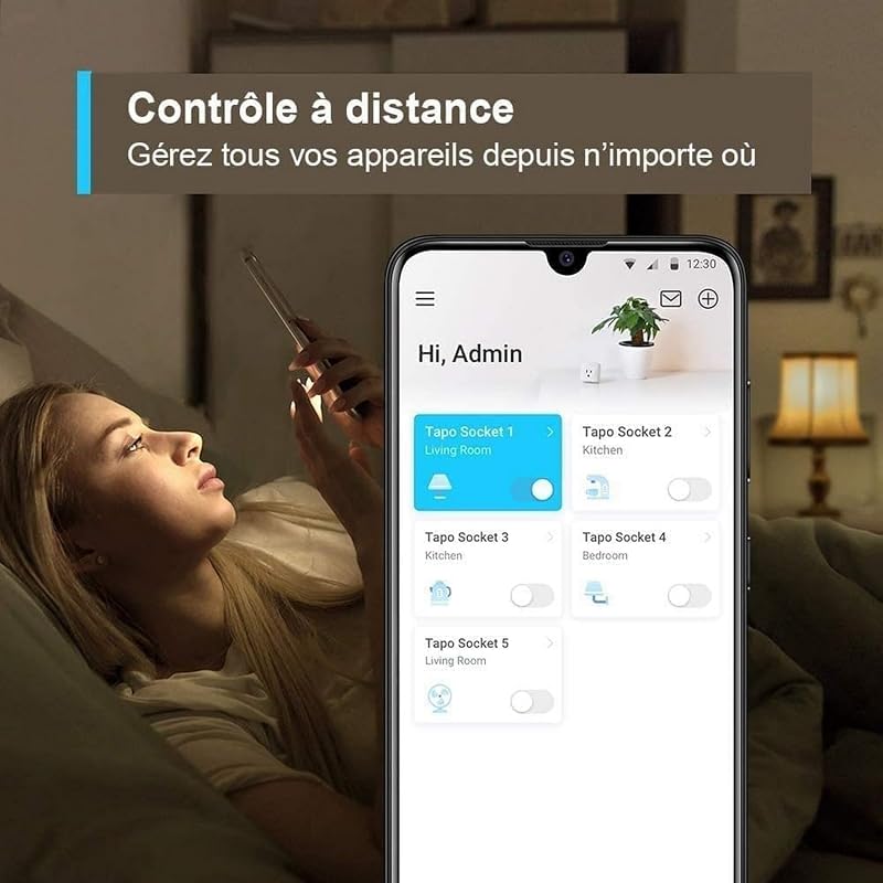 Prise Connectée WiFi, Prise Intelligente compatible avec Alexa et Google Home, 10A Type F, Contrôler le radiateur, la cafetière, la lampe à distance, aucun hub requis, Tapo P100(1-pack)