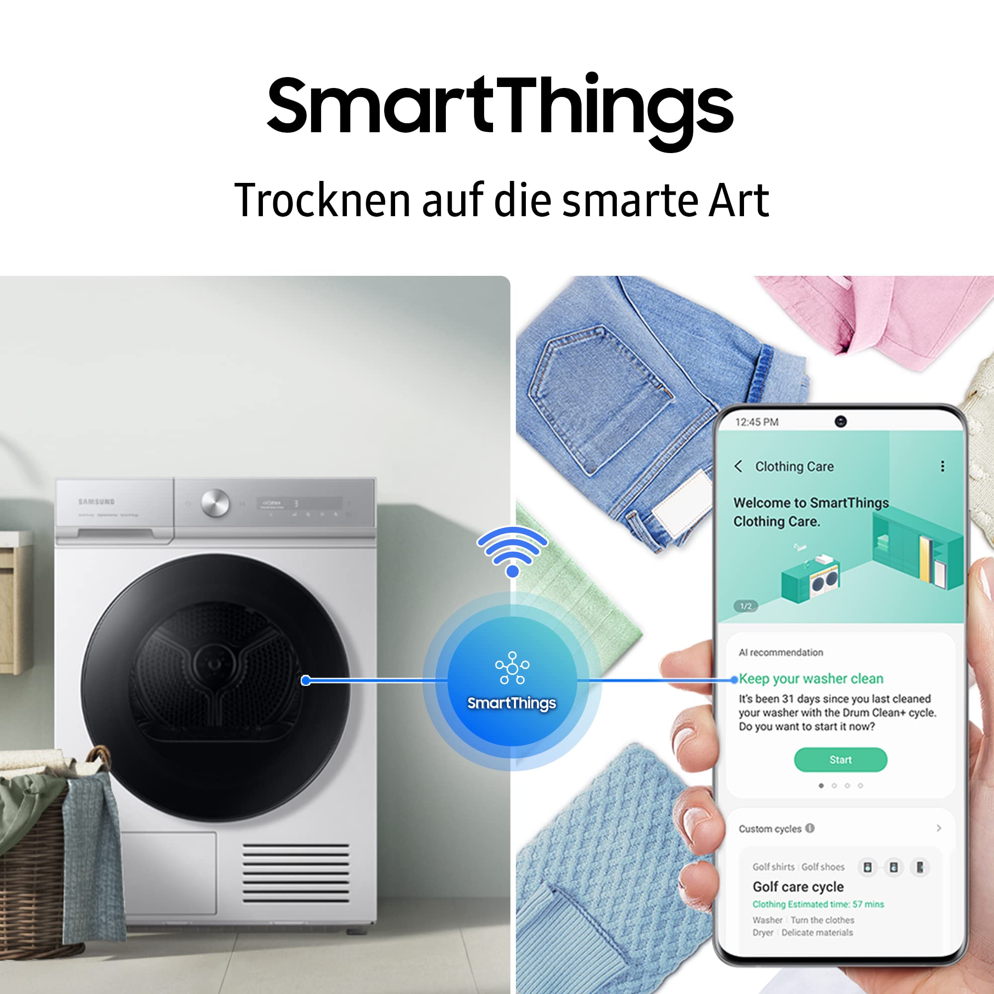 Samsung WW90DG6U25LBU2 Waschmaschine, 9 kg, 1.400 U/min, Extra energiesparend, EEK: A (-10%), AI Ecobubble, SuperSpeed 39 Min, AI Control, SmartThings App und AI Energy Mode, Schwarz 6