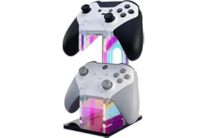 NiHome Iridescent Acrylic 2-Tier Universal Game Controller Headset Holder Stand for PS5 Xbox ONE Colorful Controller Stand Ga