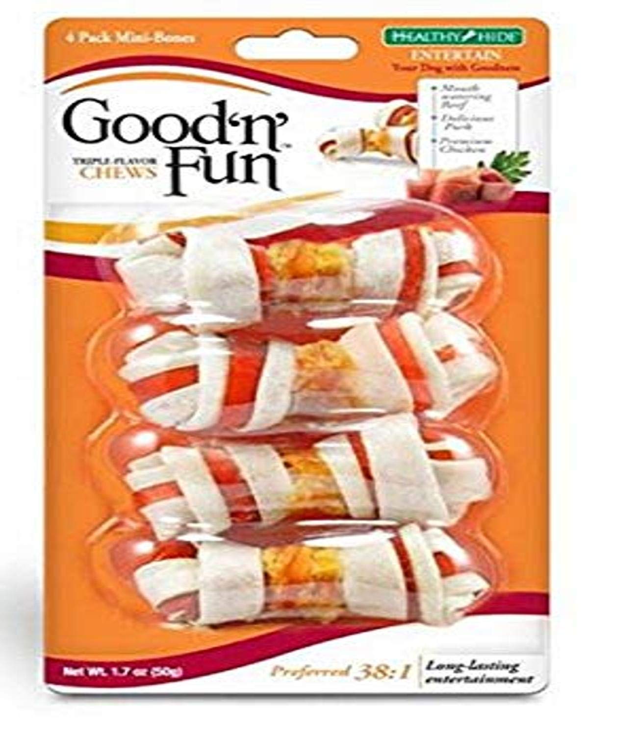 Photo 1 of **exp 07 28  2025**pack of 2**Good'n'Fun Good 'N' Fun Triple Flavor Mini Rawhide Chews, 4-Count