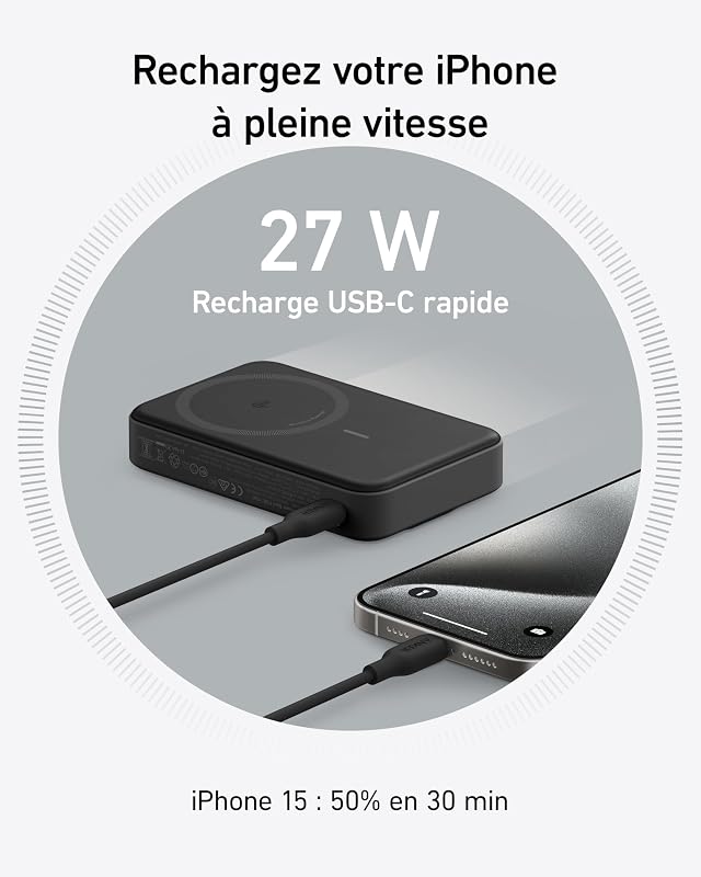 MagGo Qi2 Batterie Externe Magnétique 10000 mAh 15W