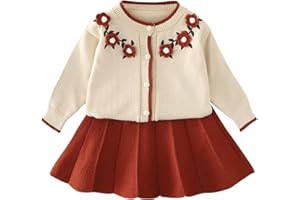 Girl'S Toddler Sweater Outifts Knitted Flower Cardigan Top And Half Skirt Sweet Cute Two-Piece Set 2025