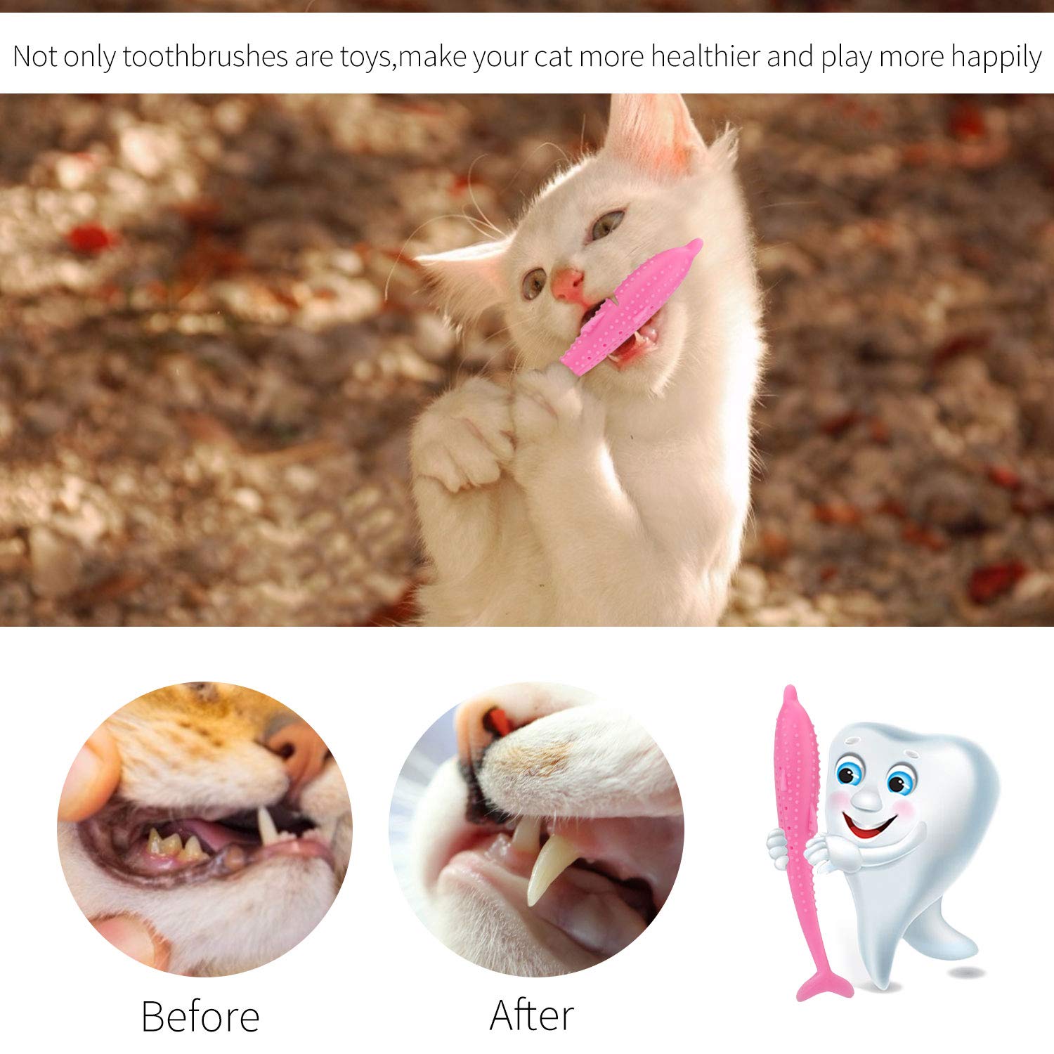 Legendog Pet Toy Creative Silicone Fish Shape Cat Toothbrush Cat Teething Toy with Catnip