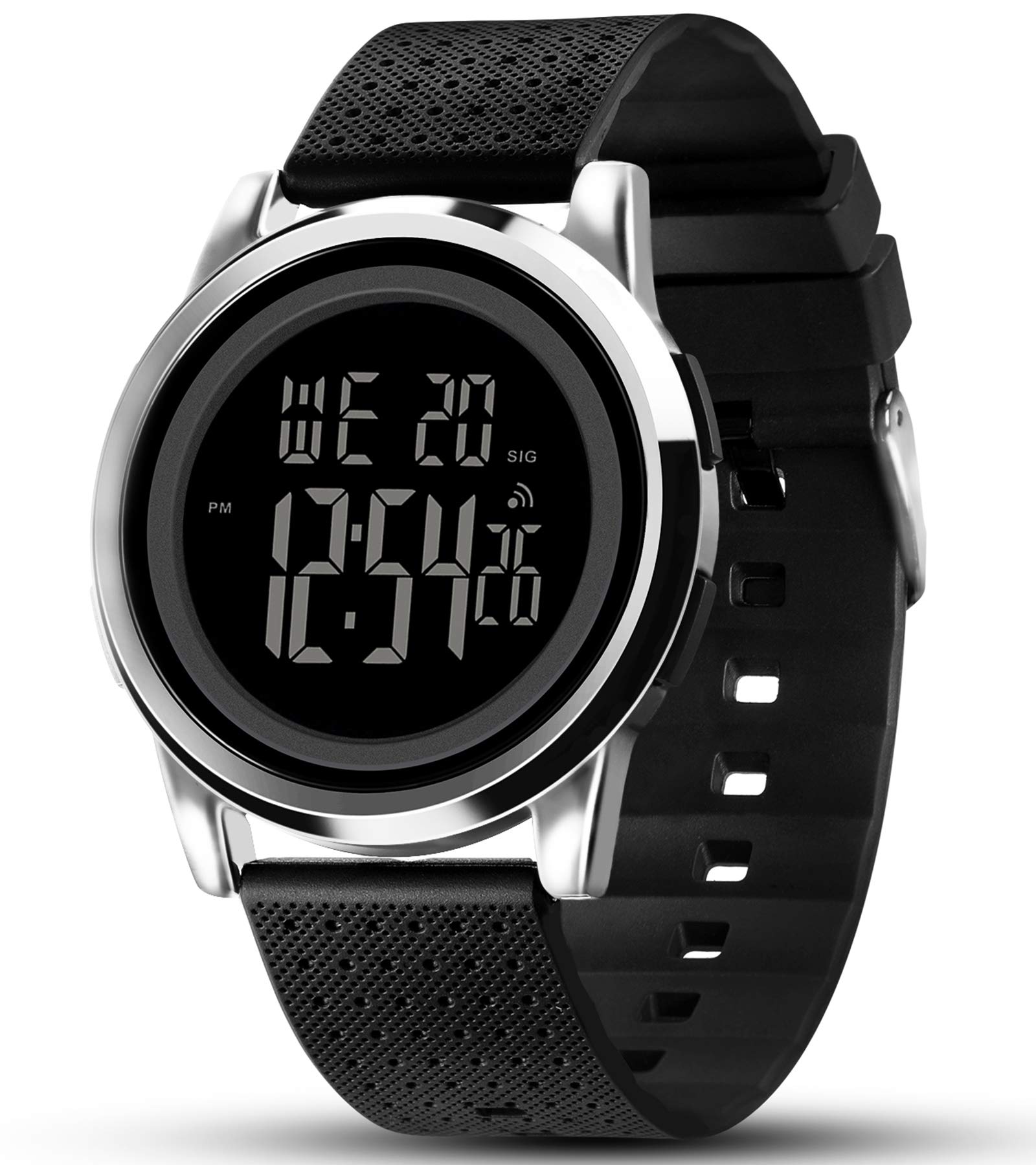 Photo 1 of YUINK Mens Watch Ultra-Thin Digital Sports Watch Waterproof Stainless Steel Fashion Wrist Watch for Men Women