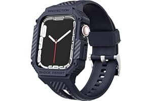 GELISHI Bands Compatible with Apple Watch 9/8/7 45mm, Rugged Men Sport Band with Protective Case for Apple Watch SE 44mm Series 6/5/4/3 42mm